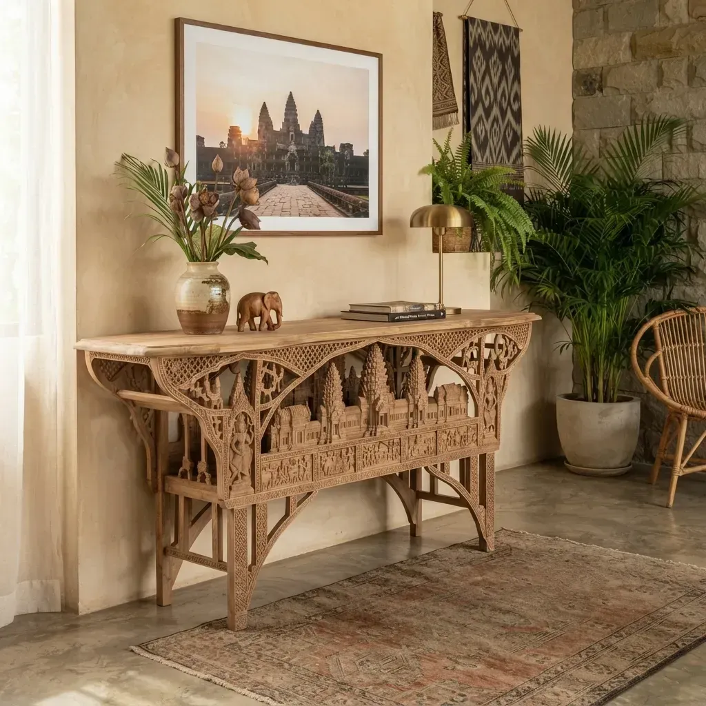 Wooden Console Table Angkor Wat Home Decor
