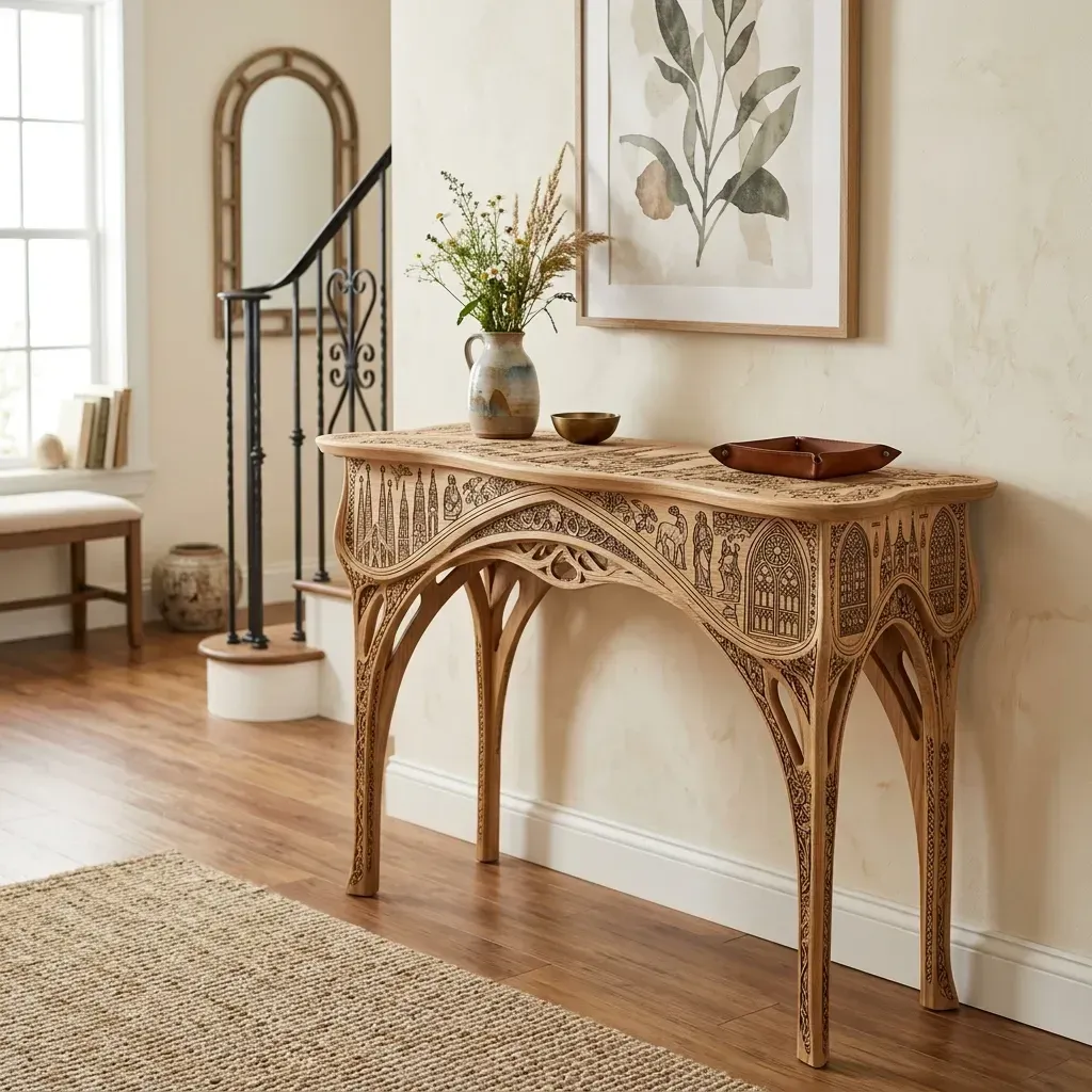 Wooden Console Table Sagrada Familia Home Decor
