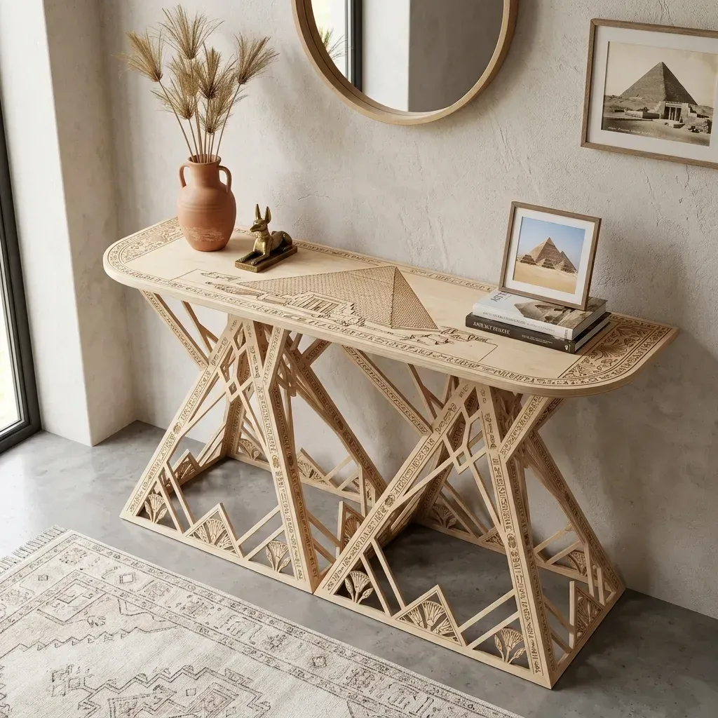 Wooden Console Table Great Pyramid of Giza Home Decor