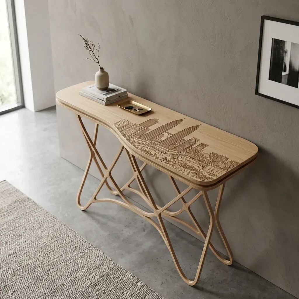 Wooden Console Table Petronas Twin Towers Home Decor